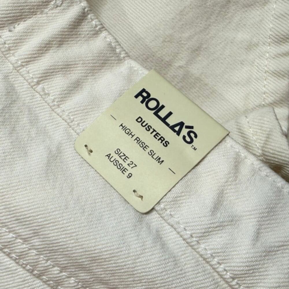 Rolla's Dusters High Rise Slim High Waisted White Denim Button Fly Shorts NWT - Picture 7 of 12